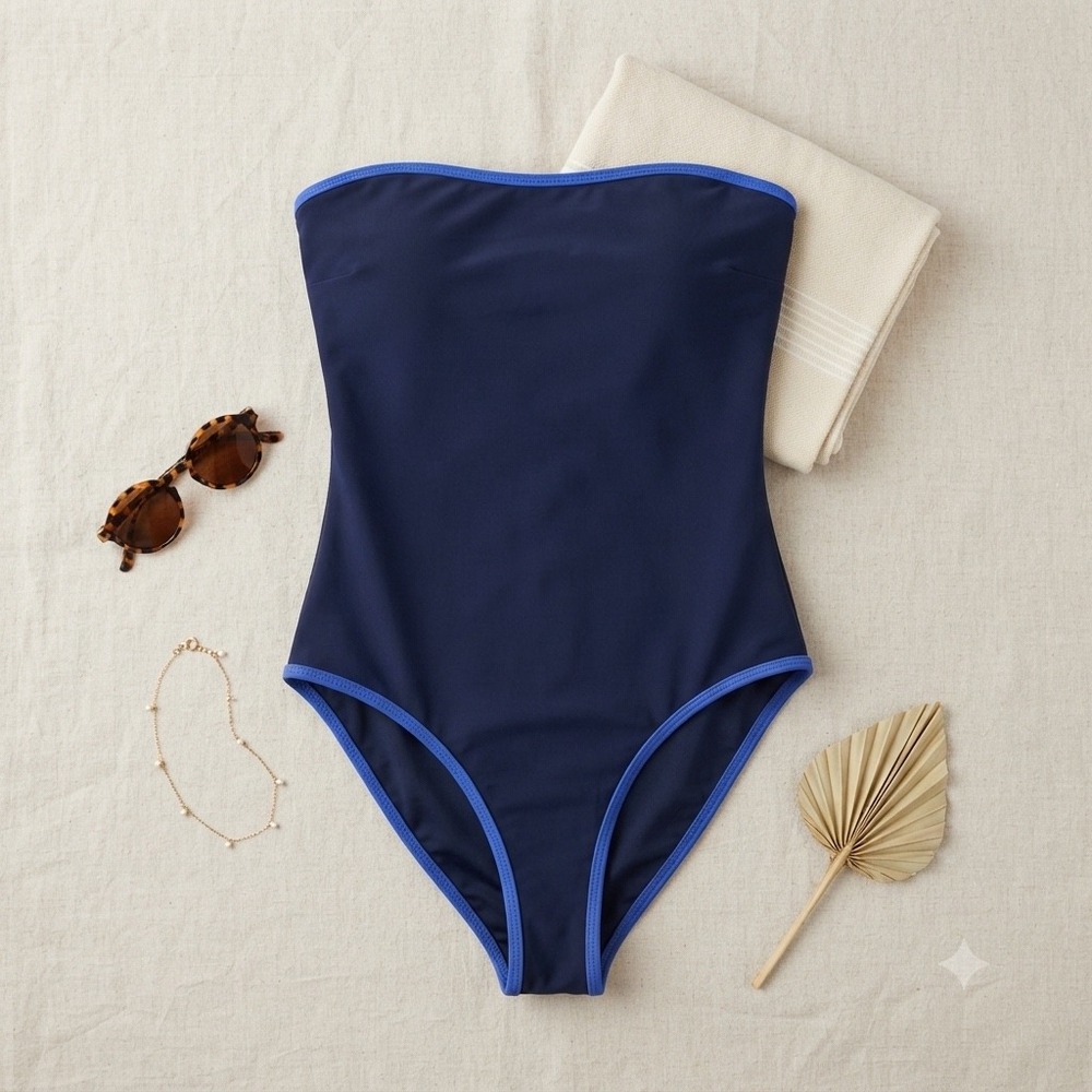 Jade Swim Sienna One Piece Women S Navy Royal Blue Strapless Minimalist JS361C